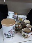 A selection of Torquay ware and Portmeirion Botanical Garden ceramics