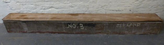 An unusual vintage wooden shipping box with metal lining, possibly for carpenter or similar,