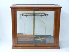 Griffin & George cased laboratory scales with weights