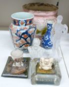 Imari style vase, jardiniere, glass figure of David,