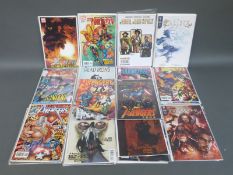 A collection of comics including Marvel, Radical, Dynamite 7 and Dark Horse,