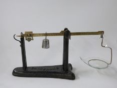 Fairbanks cantilever beam scales calibrated in drachms, possibly apothecary or gold use,