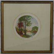 Faré etching 'Crepuscule' tree-lined lake,