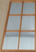 Mid century / retro six division mirror with bevelled woodwork,