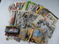 Quantity of vintage sewing and knitting patterns with Vanguard buttonholer and period buttons and