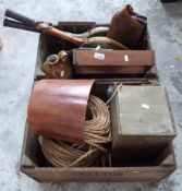 A quantity of wooden items etc to include wooden bucket, Bristol stoneware cider jar,