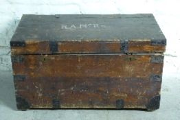 A metal bound Victorian pine chest with metal liner,