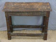 Antique elm joint stool/coffin trestle with pegged joints,