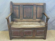 An 18thC oak and elm settle,