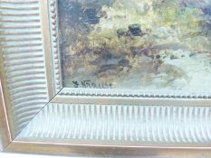 Franz Emile Krause (1836-1900) coastal scene with figures atop cliffs,