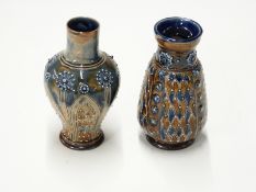 Two Doulton Lambeth posy vases c1900