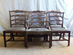 A set of six Chippendale style 18th / 19thC ladderback dining chairs,