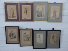 Eight various 19th century fashion prints,