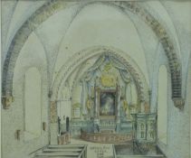 Borje Nilsson-Hugo (Swedish, 1913-1987) two watercolours of Gardslosa Church, 1964,