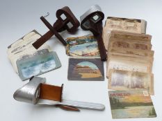 Three stereoscopic viewers including Keystone View & Perfecscope,