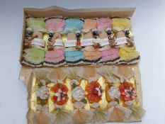 Two sets of six vintage crackers including musical minstrels