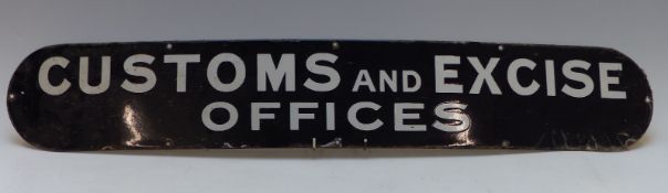 A late 19th / 20thC enamel Customs & Excise sign, believed to be ex Stroud office,