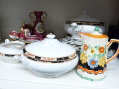 A quantity of dinnerware etc to include Lawley's and Limoges together with an Art Deco Wade jug