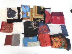 Hermes ostrich skin notepad cover with unused notebook together with a number of ladies scarves