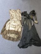 A 1920s / 1930s gold lame dress together with a black bead work dress with label Reville & Rossiter