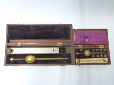 Two cased 19th century hydrometers,