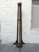 Edwardian mahogany tall hat / stick stand,