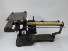 Cased county standard or similar scales and a set of cantilever scales with sliding weight