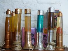 A collection of retro lava lamps including Osram Happy Lux Pop,