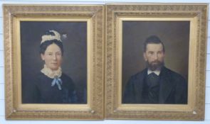 Pair of 19thC oil on canvas portraits,