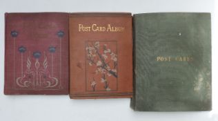 Three Edwardian and later postcard albums, the first includes Gloucester, Chalford, Tewkesbury,