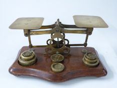 A set of brass 19thC postage scales