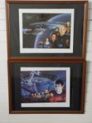 Two framed limited edition Star Trek prints by Trevor Horswell To Boldly Go... 232/850 and ...