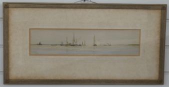 W L Wylie watercolour of shipping 'On The Waal',