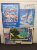 Five various prints and pictures including an Australian limited edition example, Americas Cup,