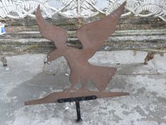 A copper and riveted steel eagle weather vane, possibly ex public house,