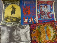 Collection of posters in the psychedelic style of San Francisco Poster Company,