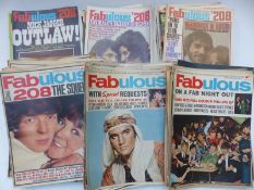 Approximately 150 issues of Fabulous 208 magazine with Beatles, Rolling Stones, Twiggy,