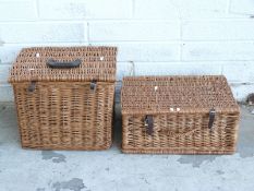Two wicker picnic baskets