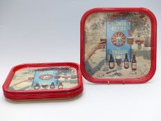 Set of nine Stroud Brewery Cotswold Beers trays, each 34.5cm x 34.