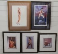Five various erotic / nude limited edition prints including Corfield and Olga Ermolova,