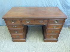 A 19th/ 20thC mahogany twin pedestal desk with 9 drawers,