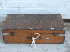 Metal bound travelling case or carpenter's chest,