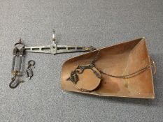 Baloons Manchester cast iron beam scale with large copper hod shaped pan