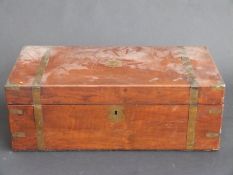A 19thC brass bound mahogany writing slope,
