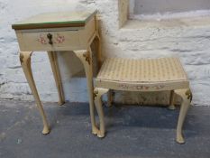 A painted side table with single drawer,