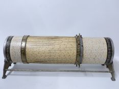 Loga, Zurich large cylindrical calculator or slide rule on original cast base,