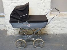 Silver Cross vintage pram in two-tone brown with hood, cover and ceramic inset plaque,