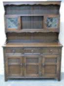 Old Charm style oak three drawer dresser,