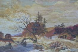 B Vanderclarke oil on canvas snow scene,