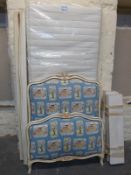 French single bed with painted vintage pine head and foot board,